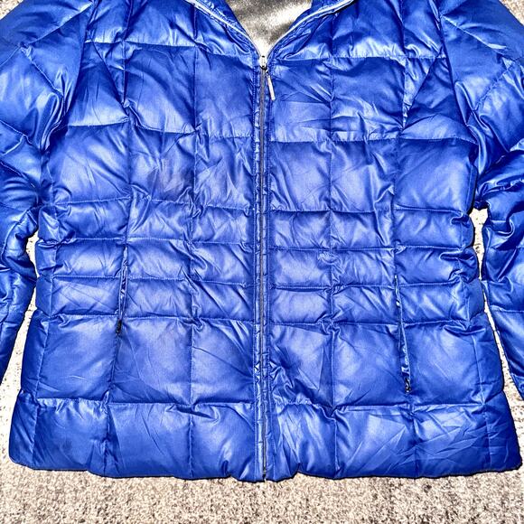 A.N.A Women's Fleece Fur Lined Down Full Zip Puffer Hooded Jacket in Blue - Picture 9 of 14